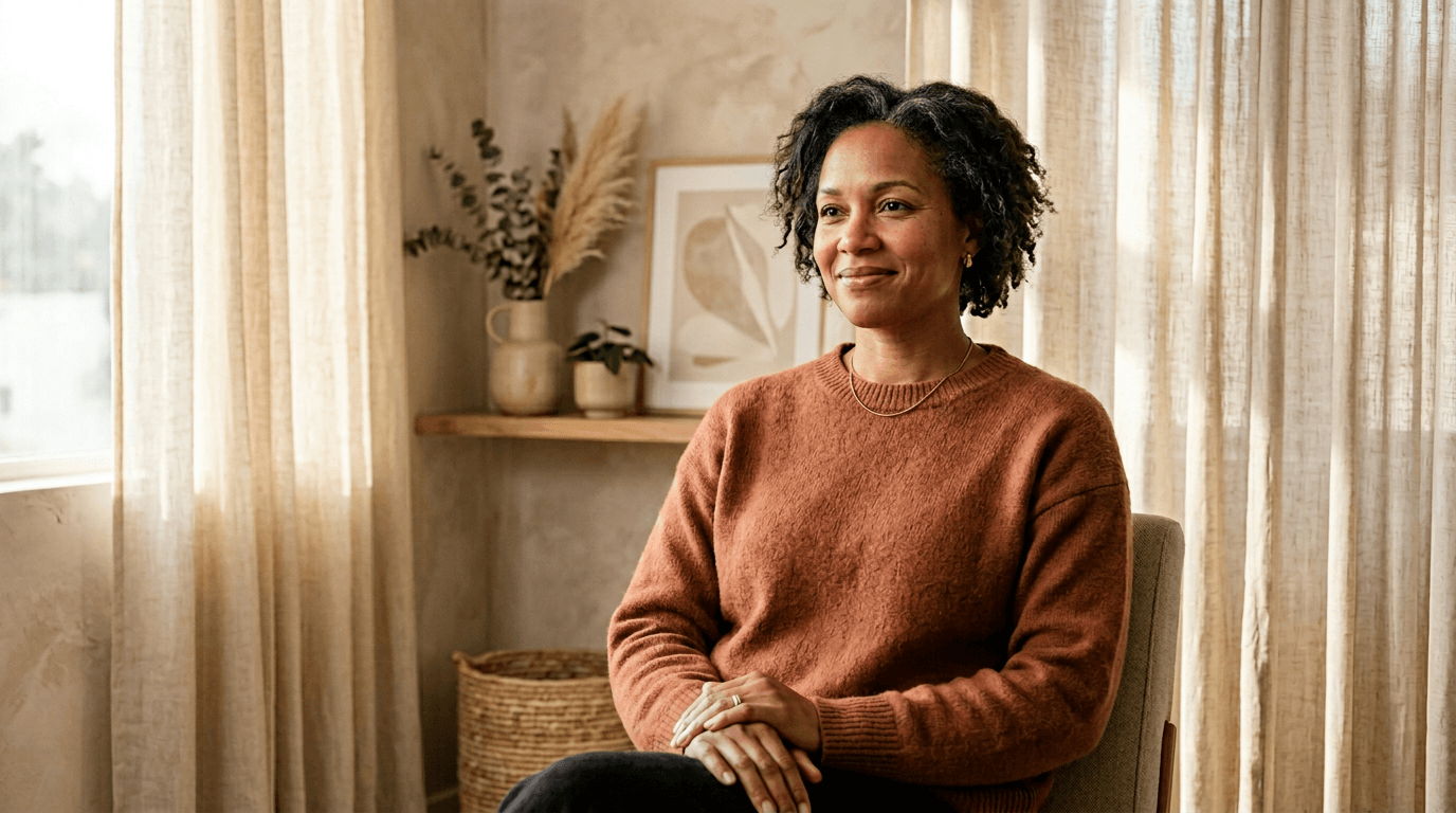 Editorial portrait representing women's health and hormone care